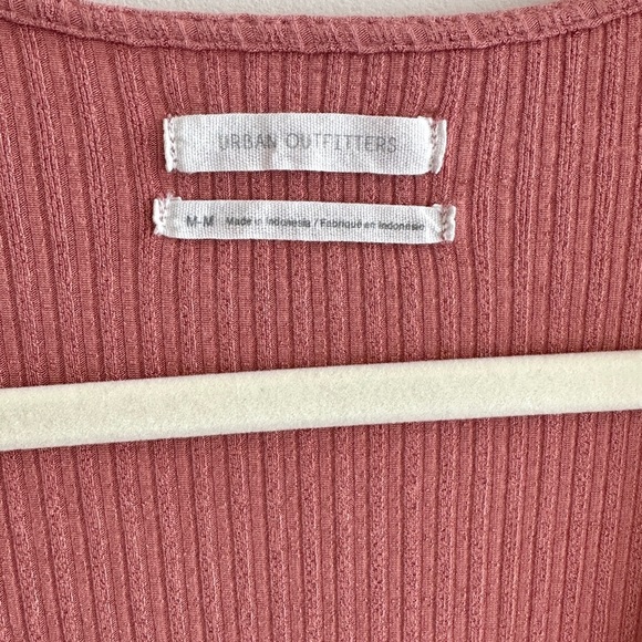 Urban Outfitters Ribbed Wrap Long Sleeve Dress, Dusty Rose, Size Medium - Picture 7 of 16